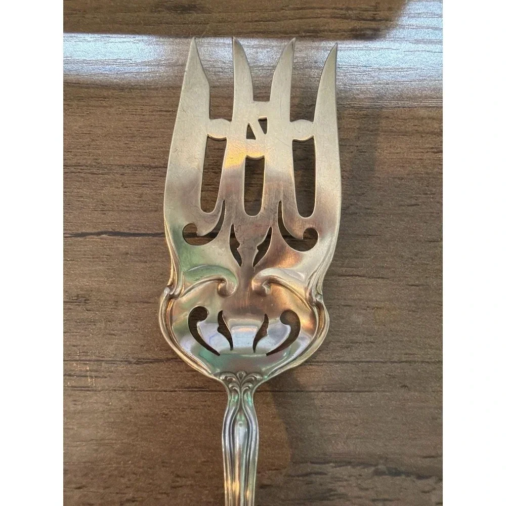 Antique R. Blackinton & Co. Sterling Silver Daisy Pattern Pierced Serving Fork P